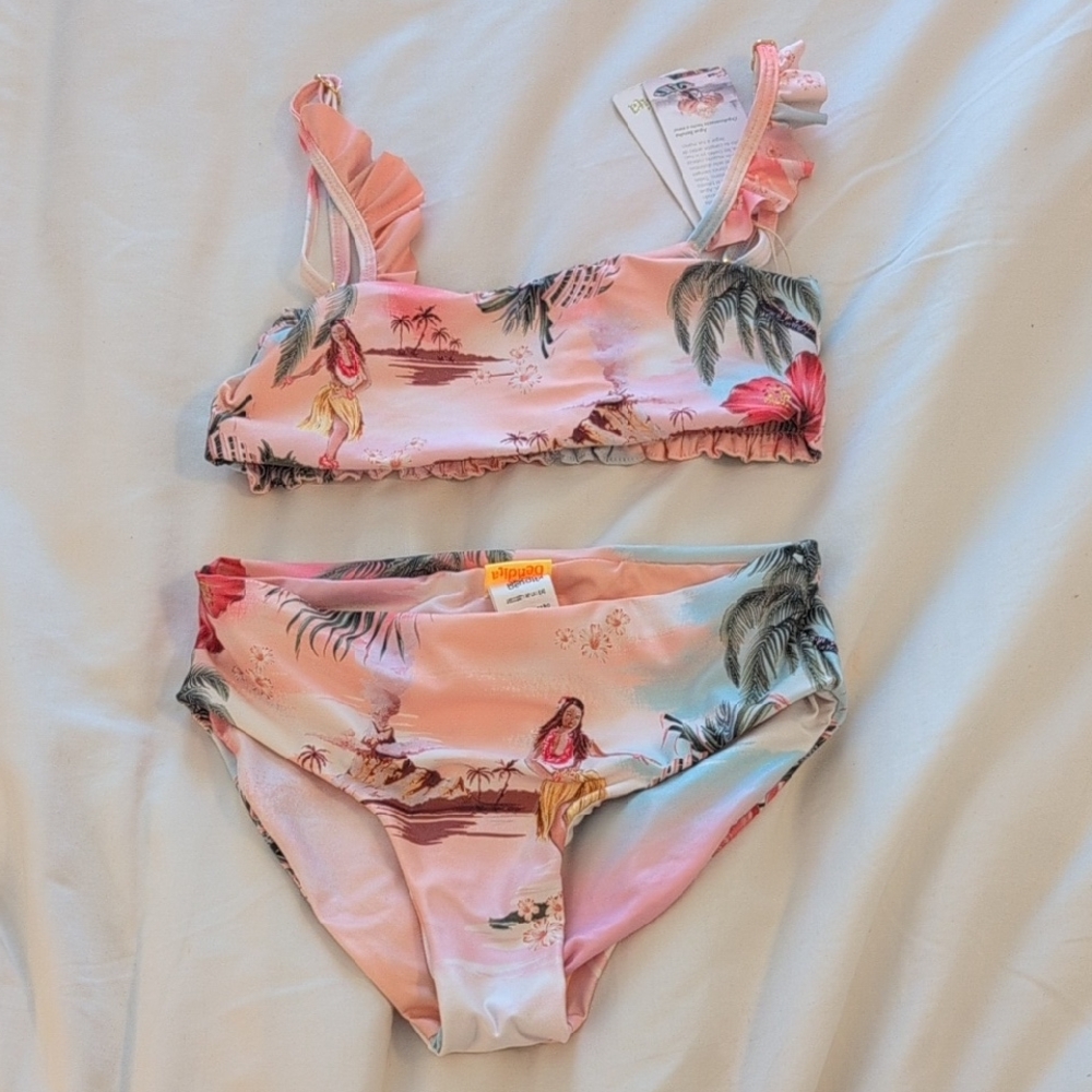 Agua Bendita Pink Floral Bikini Top